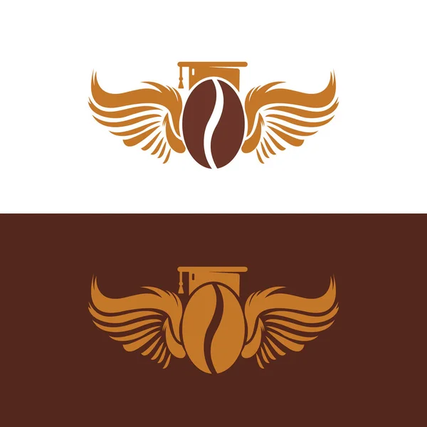 Освіта Дизайн Логотипу Крил Кавових Зерен Шаблон Літаючого Логотипу Кави — стоковий вектор