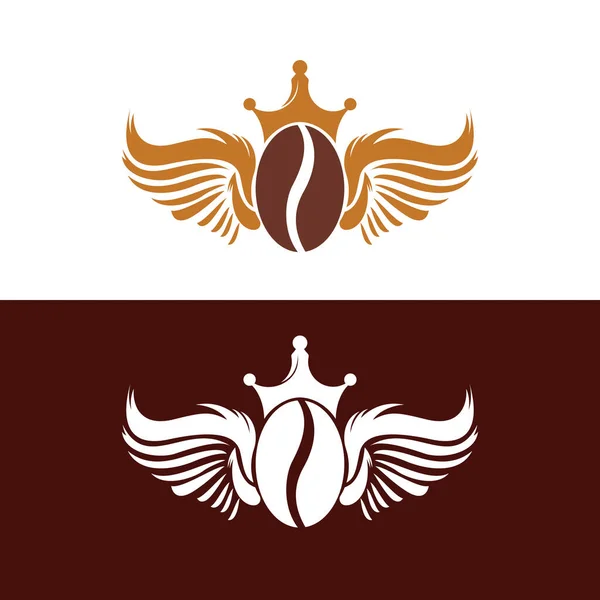 Дизайн Логотипу Crown Coffee Bean Wings Шаблон Літаючого Логотипу Кави — стоковий вектор