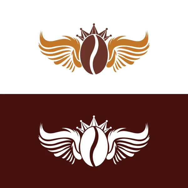 Дизайн Логотипу Crown Coffee Bean Wings Шаблон Літаючого Логотипу Кави — стоковий вектор