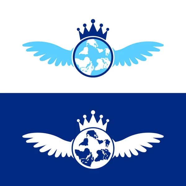 Globe Wings Vector Logo Design 飞翼和全球图标设计 — 图库矢量图片