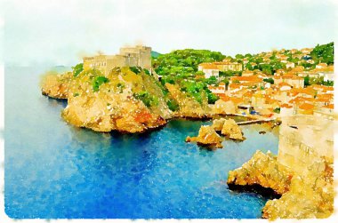 Angkor Thom 'daki Bayon Tapınağı' nın ikonik taş yüzlerini resmeden suluboya resim, Kamboçya 'nın antik Khmer mirasını gözler önüne seriyor..