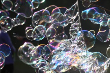 Sabun köpükleri arka plan bulanıklığı olarak doğada