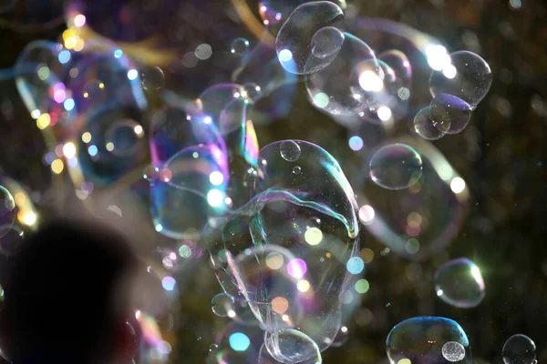 Zeepbellen Natuur Als Achtergrond Vervagen — Stockfoto
