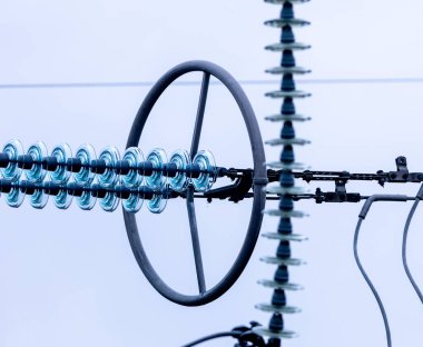 High voltage power lines in detail
