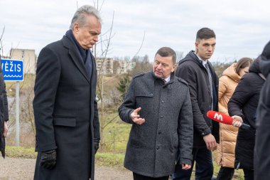 The President of the Republic of Lithuania Gitanas Nausda visits Kdainiai near the collapsing bridge 