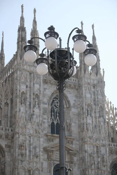 Старе Вуличне Освітлення Старому Місті Мілані Італія — стокове фото