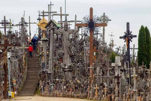 Siauliai Lituânia Hill Crosses Monumento Único História Arte Popular Religiosa — Fotografia de Stock