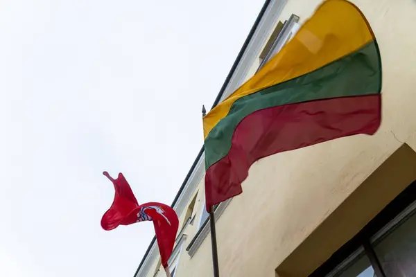 Litauens Flagga Som För Vinden Royaltyfria Stockbilder