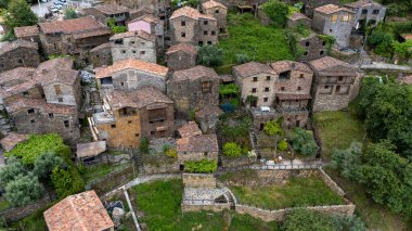 Talasnal: A Tourist Marvel in Portugal with Ancient Architecture, Stone Houses, and Narrow Alleys Captured by Drone on Jun 19, 2024 clipart