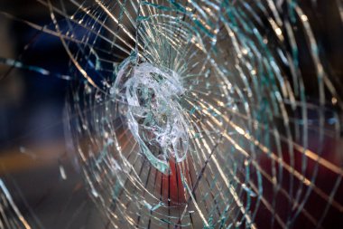 Traces of Vandalism: Shattered Shop Window in a Remote Street, Attempted Robbery, glass package clipart