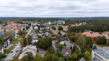 Birstonas from a bird's-eye view  a resort town in Lithuania. Tourist Birtonas: an oasis of water and pristine nature. Panorama clipart