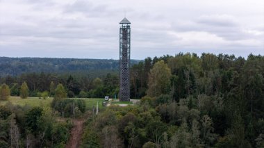 Birstonas from a bird's-eye view  a resort town in Lithuania. Tourist Birtonas: an oasis of water and pristine nature. Panorama clipart