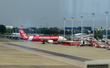 AirAsia planes at Bangkok Don Mueang Airport 11 21 2024 clipart