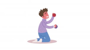 Noel topları animasyonu olan çocuk, 4k video animasyonu