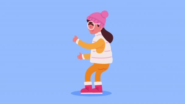 Kleines Mädchen Winterkleidung Animiertes Video — Stockvideo