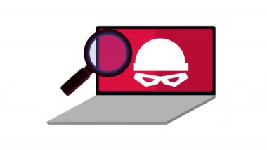 Büyüteçli bilgisayar korsanı, 4k video animasyonu