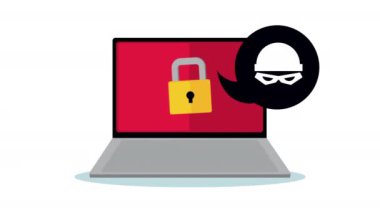 Bilgisayarda güvenli asma kilit, 4k video animasyonu