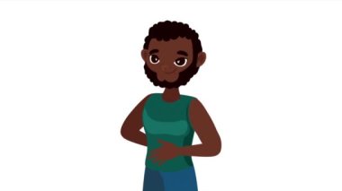 Genç afro adam ayakta duruyor, 4k video animasyonu