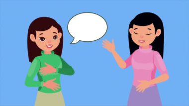 Karakterleri konuşan genç kızlar animasyon, 4k video animasyonu