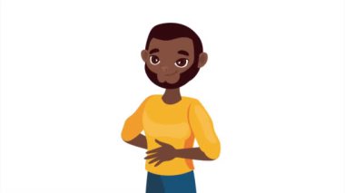 Genç afro adam ayakta duruyor, 4k video animasyonu