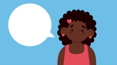 Küçük kız afro konuşan karakter, 4k video animasyonu
