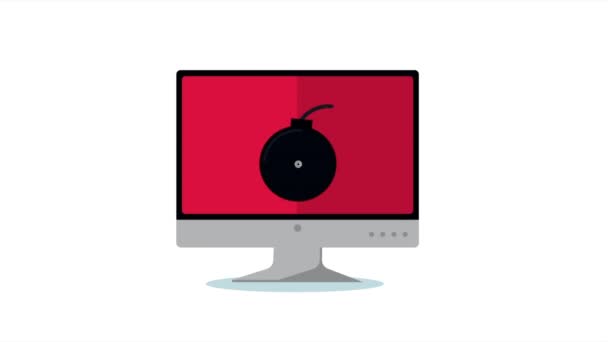 Бомба Стільниці Кібербезпеки Відео Анімовані Відео Анімовані — стокове відео