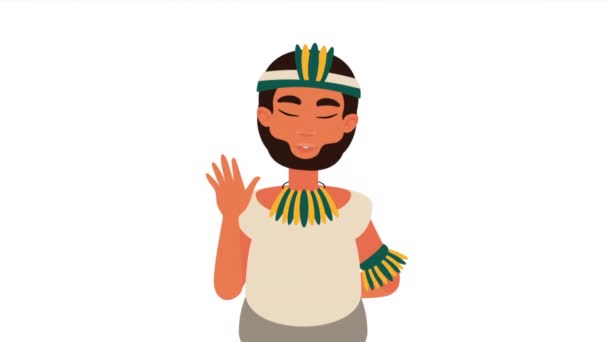 Agyptian Indigenous Man Karakter Animatie Video Geanimeerd — Stockvideo