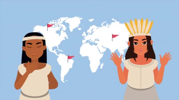 Jeunes Femmes Indegènes Personnages Animation Vidéo Animée — Video