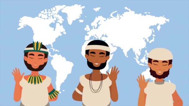 Jeunes Hommes Indegènes Personnages Animation Vidéo Animé — Video
