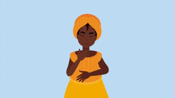 Afro Femme Heureux Sourire Personnage Vidéo Animée — Video