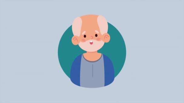Homem Velho Sorrindo Animação Personagem Vídeo Animado — Vídeo de Stock