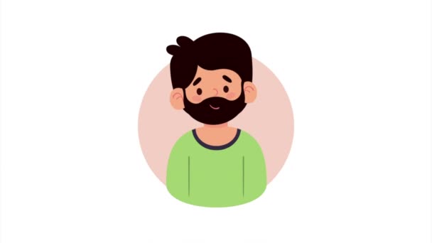 Hombre Barbudo Con Animación Camisa Verde Video Animado — Vídeos de Stock