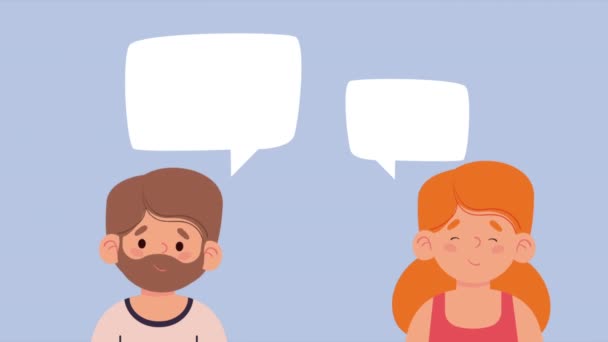 Jeune Couple Parlant Des Personnages Animation Vidéo Animé — Video