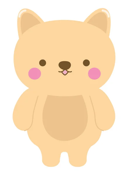 Gato Kawaii Animal Icono Aislado — Vector de stock