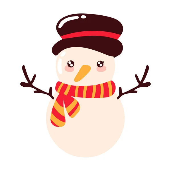 Navidad Muñeco Nieve Icono Dibujos Animados Aislado — Vector de stock