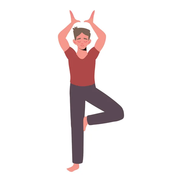 Mann Praktiziert Yoga Ikone Isoliert — Stockvektor