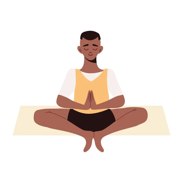 Hombre Meditación Pose Yoga Icono Aislado — Vector de stock