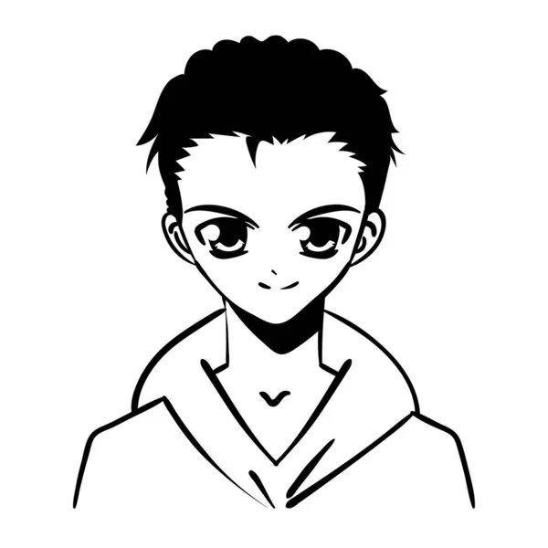 Anime Chlapec Portrét Ikona Izolované — Stockový vektor