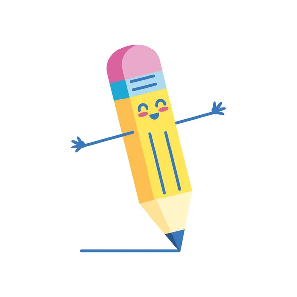 Bleistift Cartoon Schule Ikone Isoliert — Stockvektor