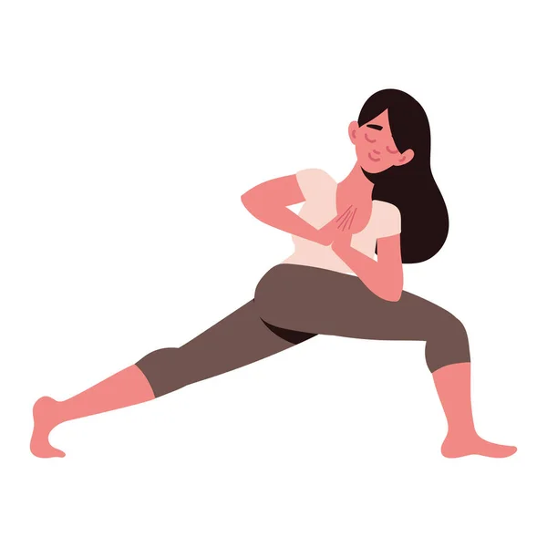 Woman Doing Yoga Icon Isolated — Stock Vector