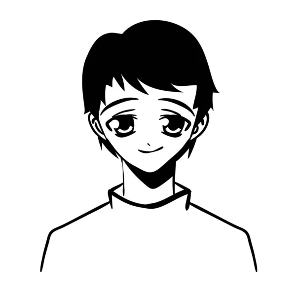 Anime Erkek Karakter Simgesi Izole Edildi — Stok Vektör
