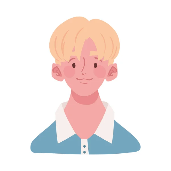 Blond Homme Avatar Icône Plat Isolé — Image vectorielle