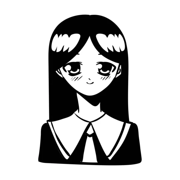 Anime Chica Carácter Icono Aislado — Vector de stock