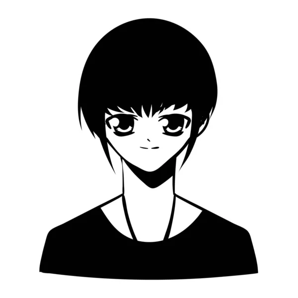 Anime Man Χαρακτήρα Εικονίδιο Απομονωμένο — Διανυσματικό Αρχείο