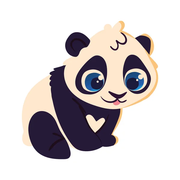Panda Sevimli Hayvan Simgesi Izole — Stok Vektör