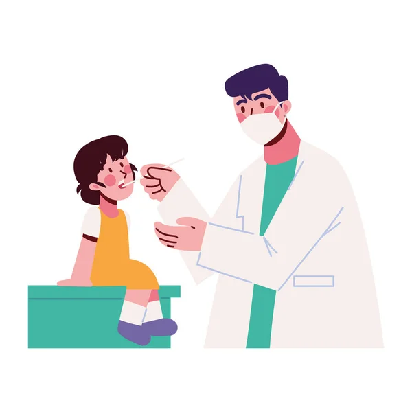 Médecin Avec Fille Patiente Consultation — Image vectorielle