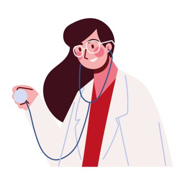 Steteskop ikonu olan kadın doktor izole edildi.