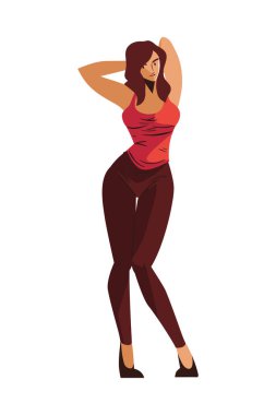 Esmer kadın karakter ikonu izole edildi