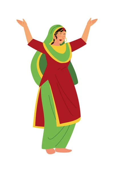 stock vector indian woman traditional clothes, isolated