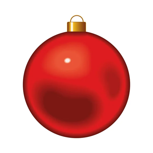 Palla Rossa Elegante Elemento Natale Icona Isolato — Vettoriale Stock